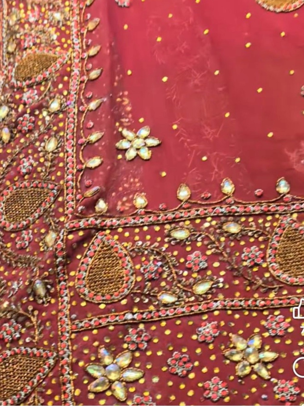 Embellished Red Beaded Bollywood saree